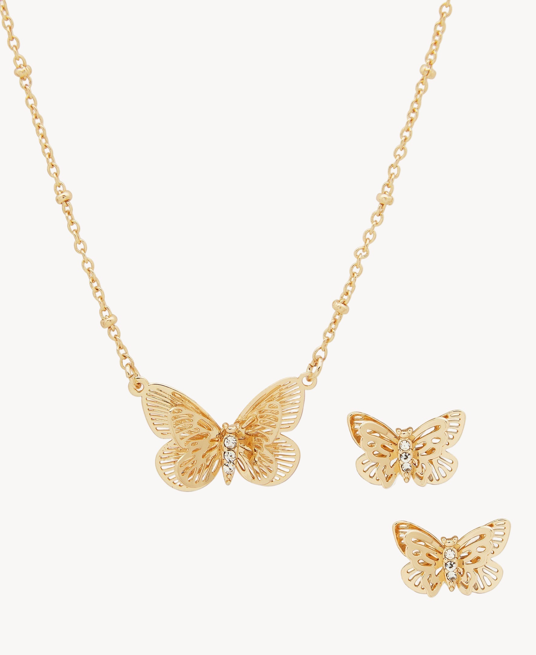 مجموعة قلادة وأقراط الفراشة من لونا وليلي 15S00019