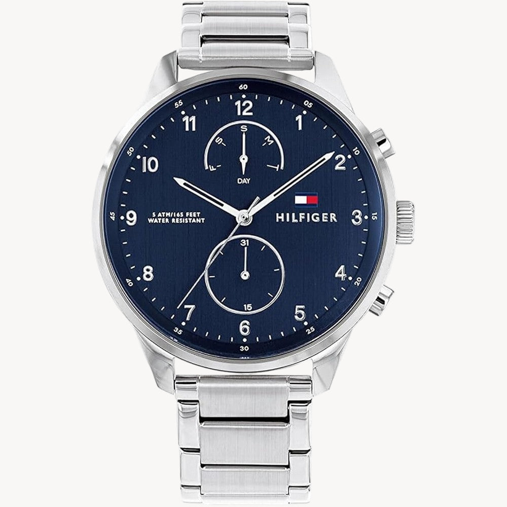 Tommy Hilfiger Chase Men’s Multifunction Blue Dial Stainless Steel Watch 1791575 – 44 mm