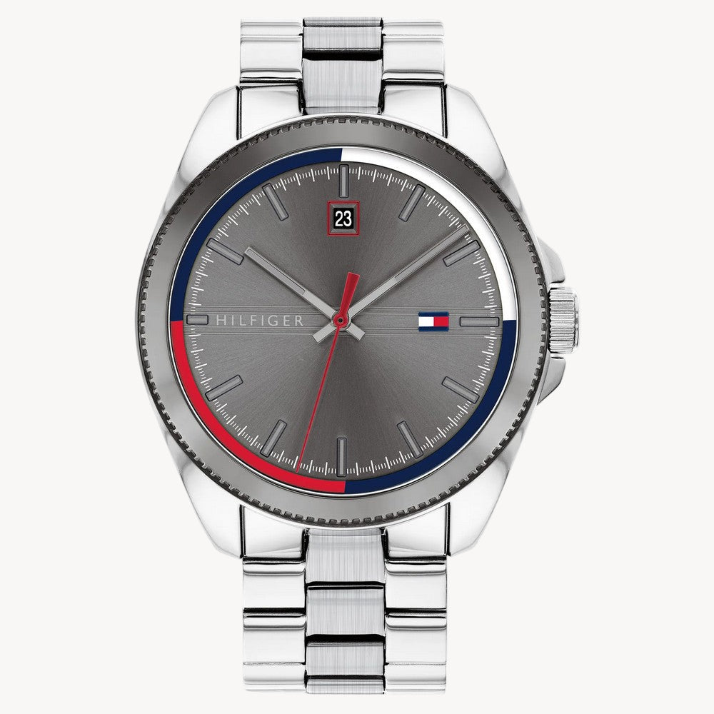 Tommy Hilfiger Riley Men’s Grey Dial Stainless Steel Watch 1791684 – 44 mm