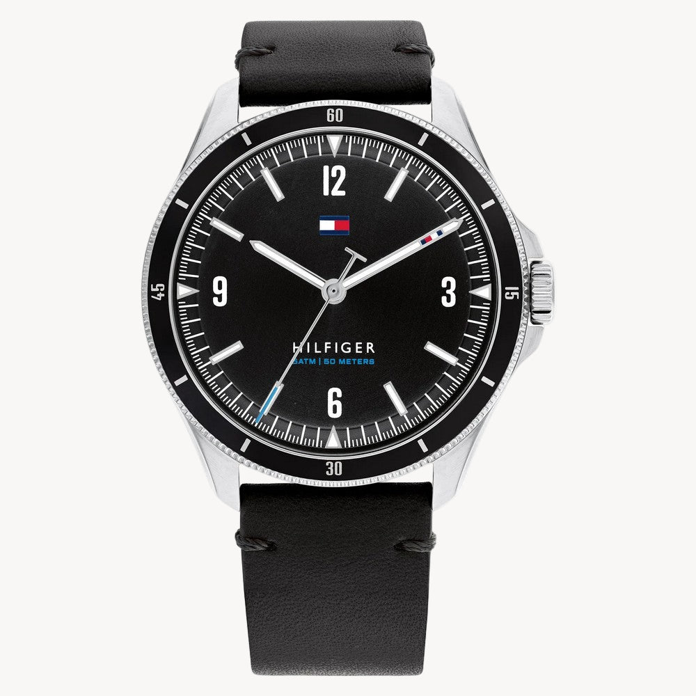 Tommy Hilfiger Maverick Men’s Black Dial Leather Watch 1791904 – 43 mm
