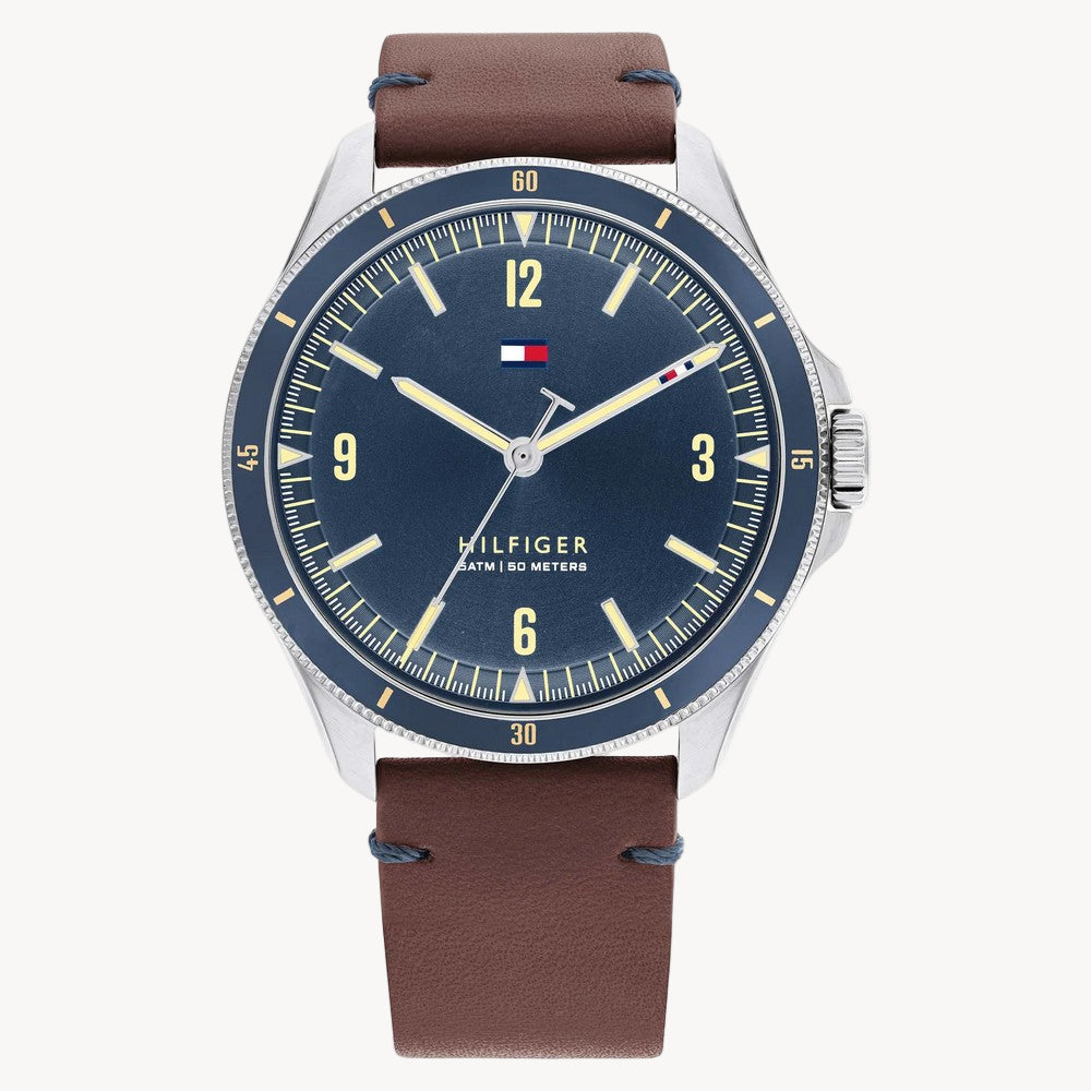 Tommy Hilfiger Maverick Men’s Blue Dial Leather Watch 1791905 – 44 mm