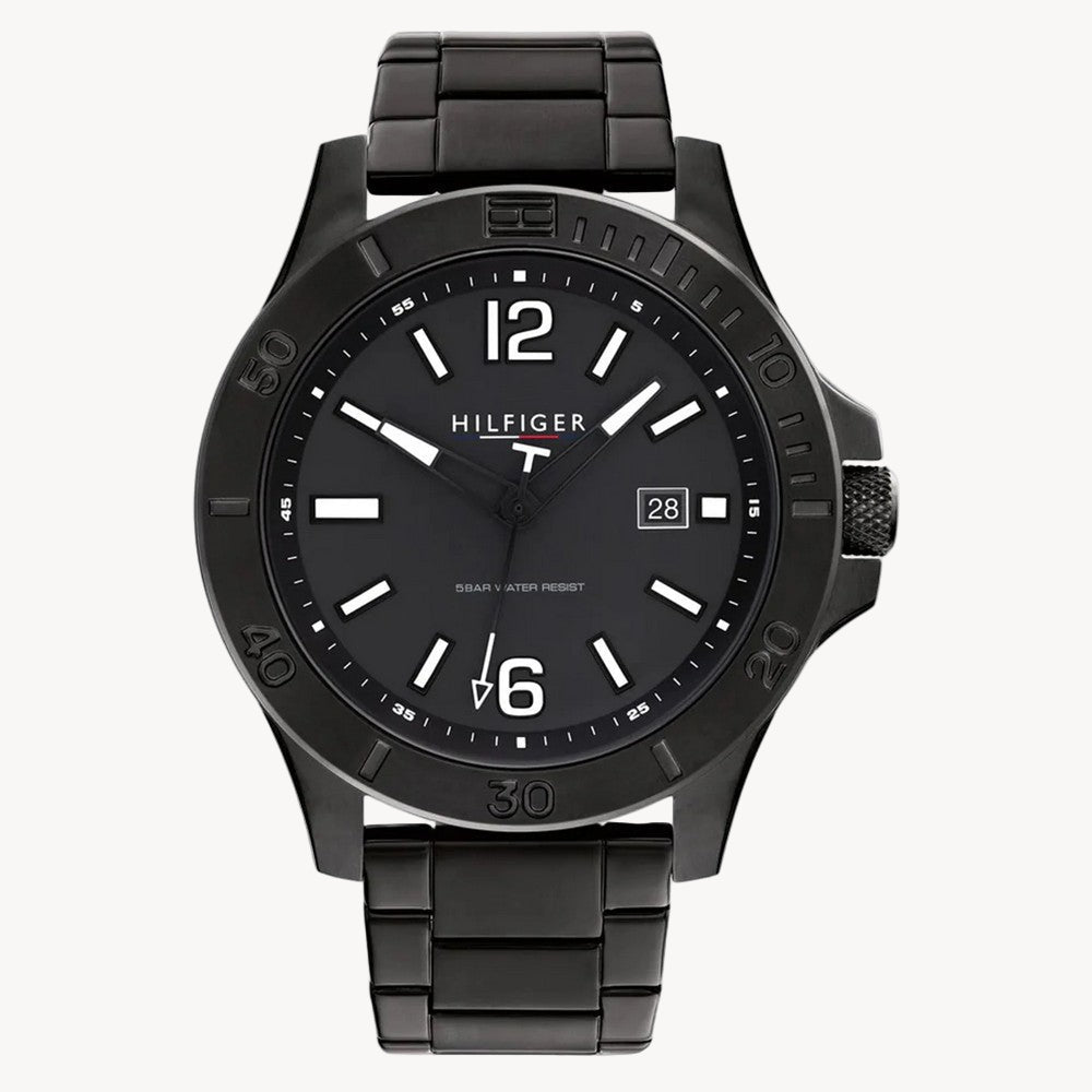 Tommy Hilfiger 1791996 Men’s Black Ionic-Plated Stainless Steel Watch – 46 mm