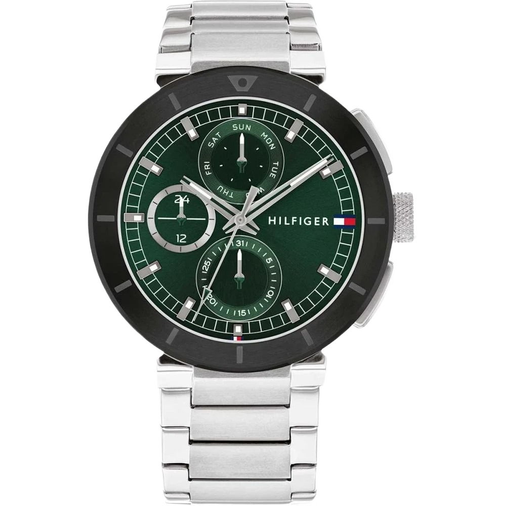 Tommy Hilfiger 1792117 Green Dial Stainless Steel Mens Watch