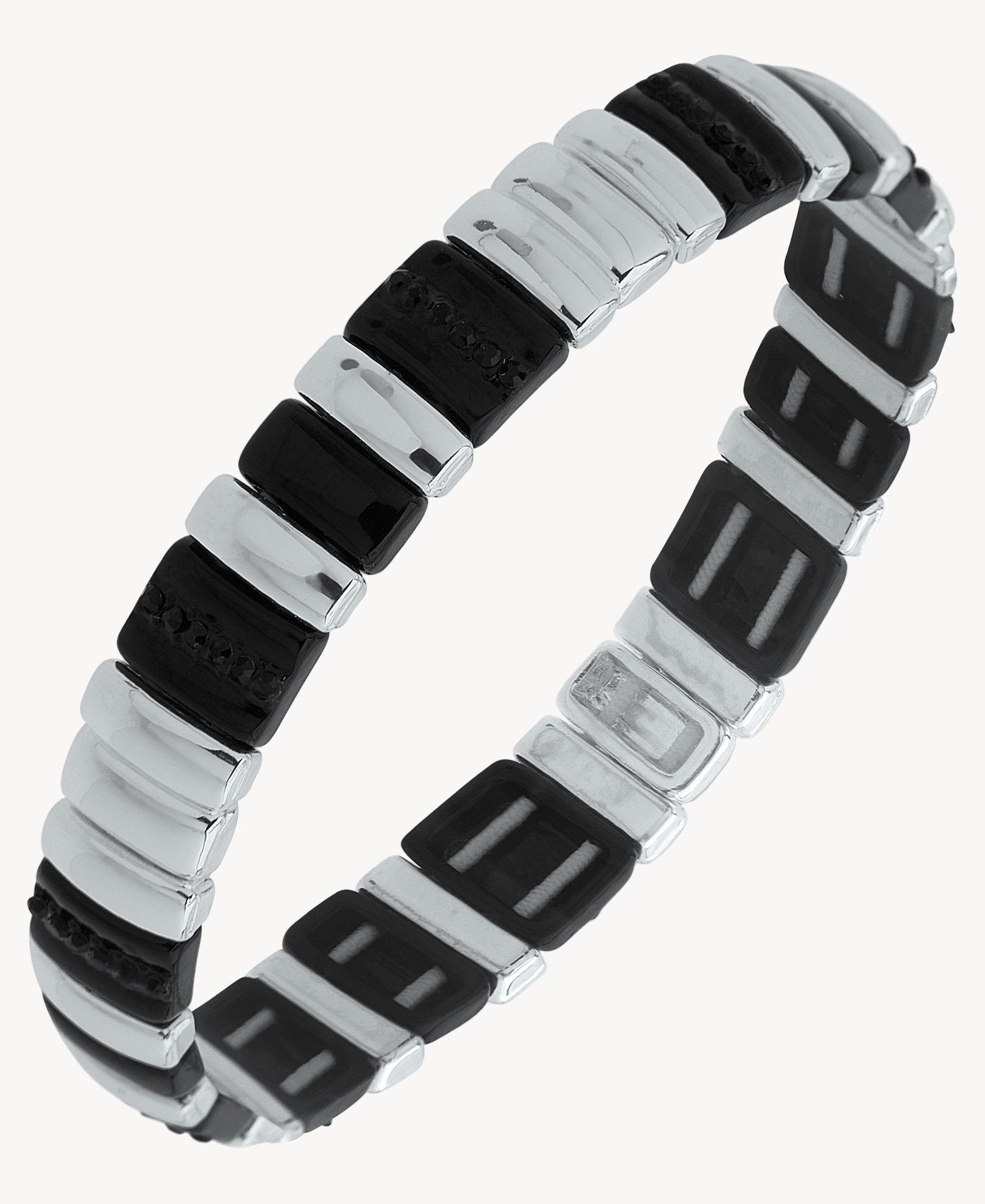 سوار مطاطي أسود وفضي من ناين ويست 19B00425