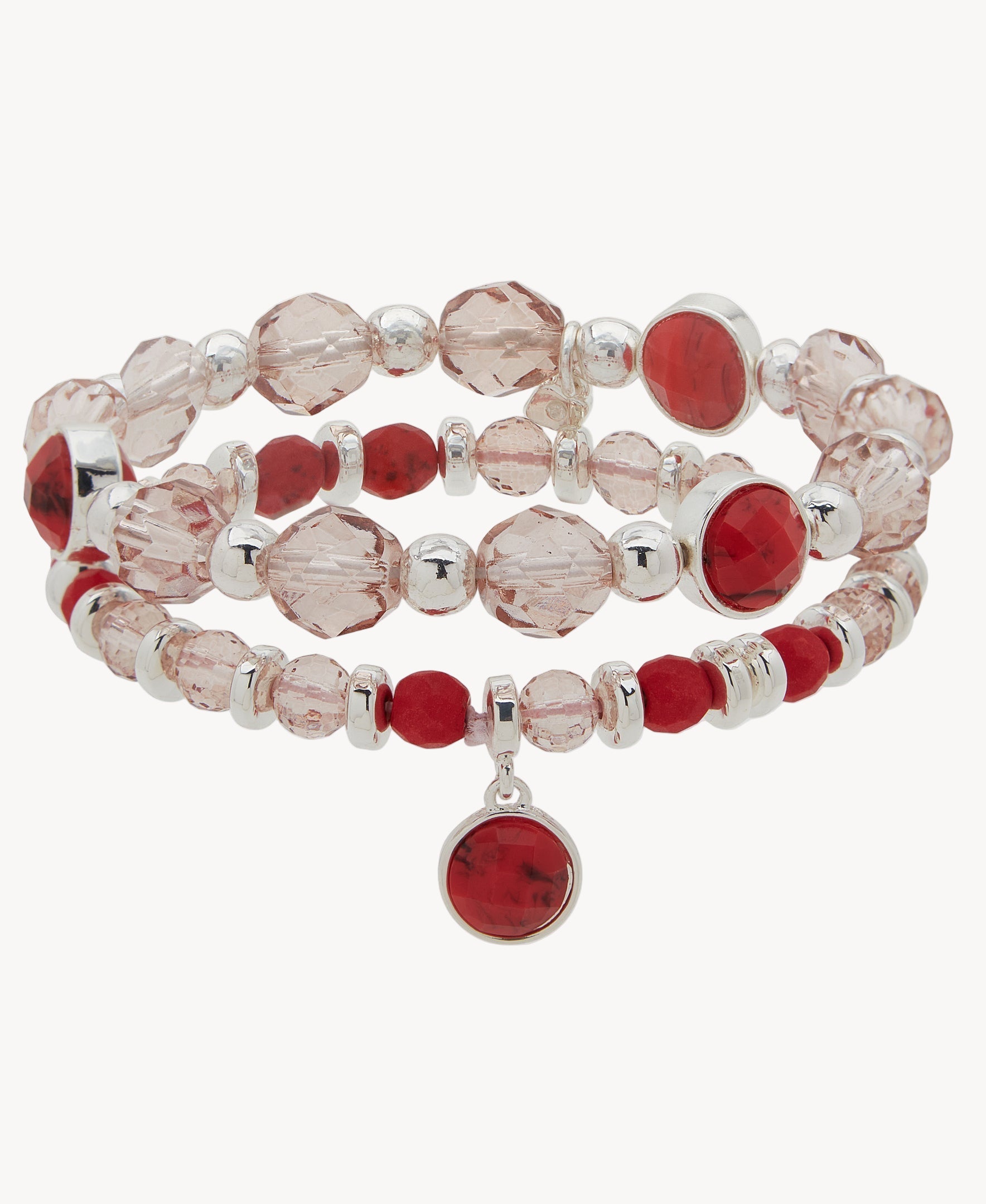 سوار ناين ويست 19B00523 من الخرز الأحمر والفضي