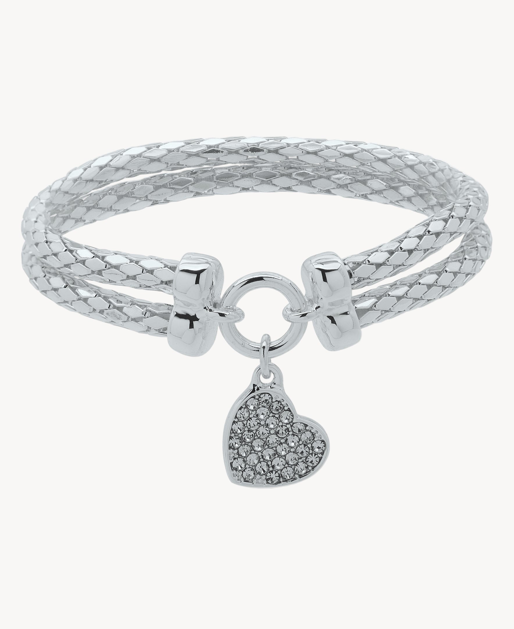 سوار ناين ويست 19B00532 فضي على شكل قلب بثلاث خيوط