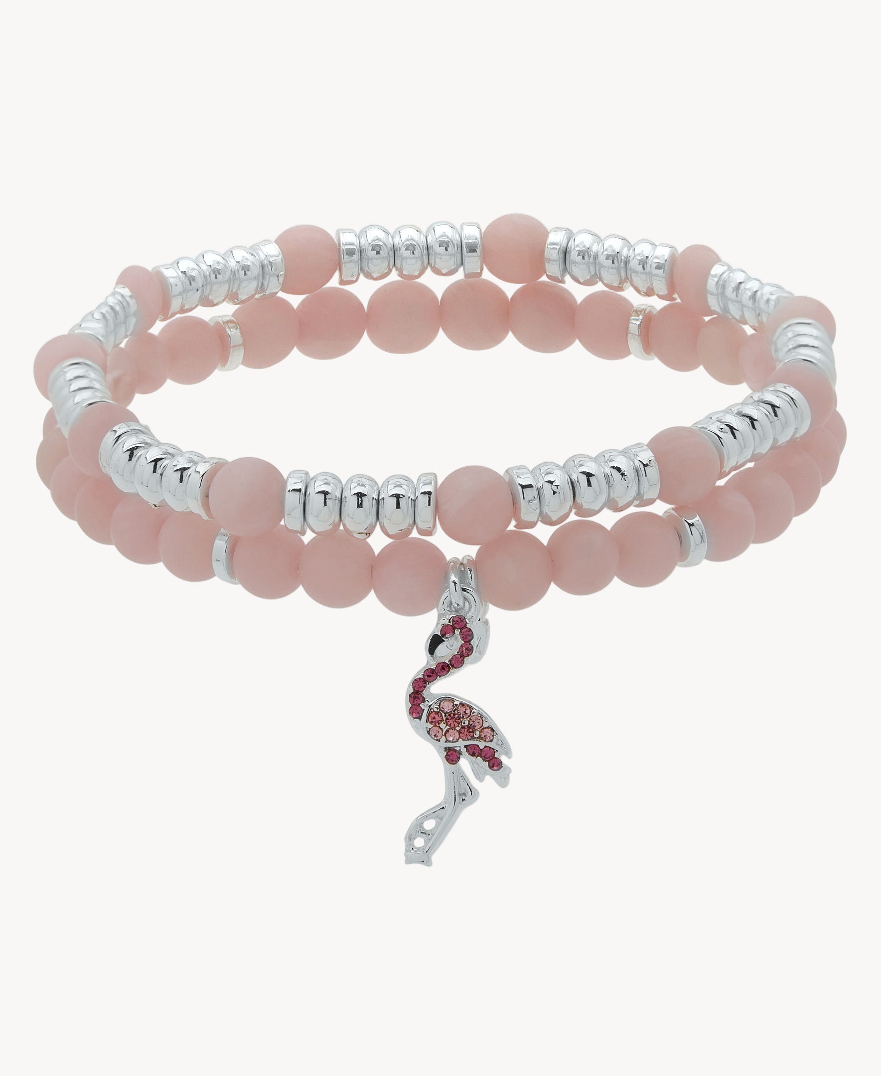 سوار ناين ويست 19B00534 الوردي المزين بخرز على شكل طائر الفلامنغو