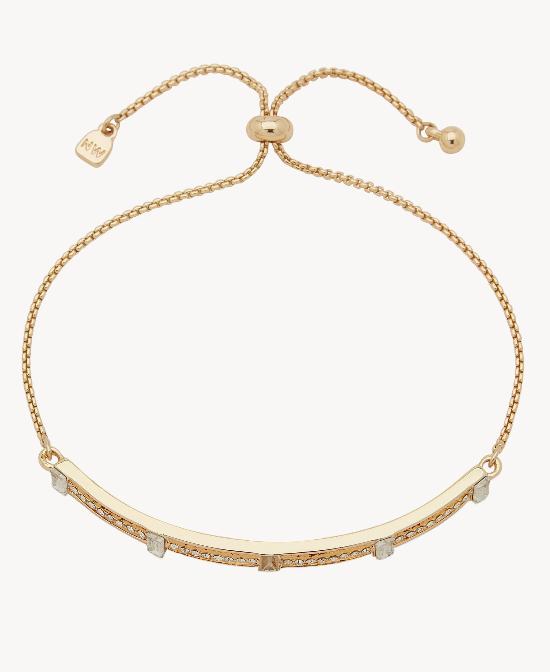 سوار منزلق من ناين ويست 19B00758 ذهبي اللون مرصع بالكريستال