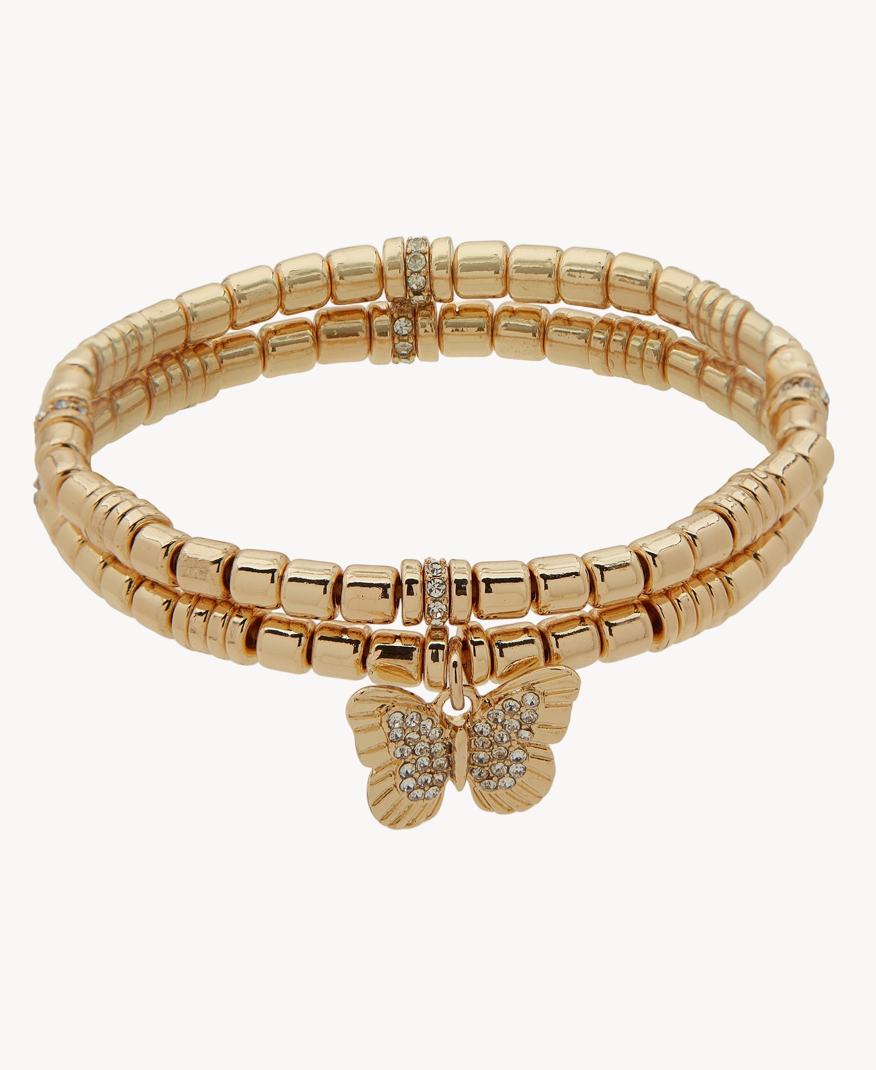 سوار قابل للتمدد بتعليقة فراشة ذهبية اللون من ناين ويست 19B00772