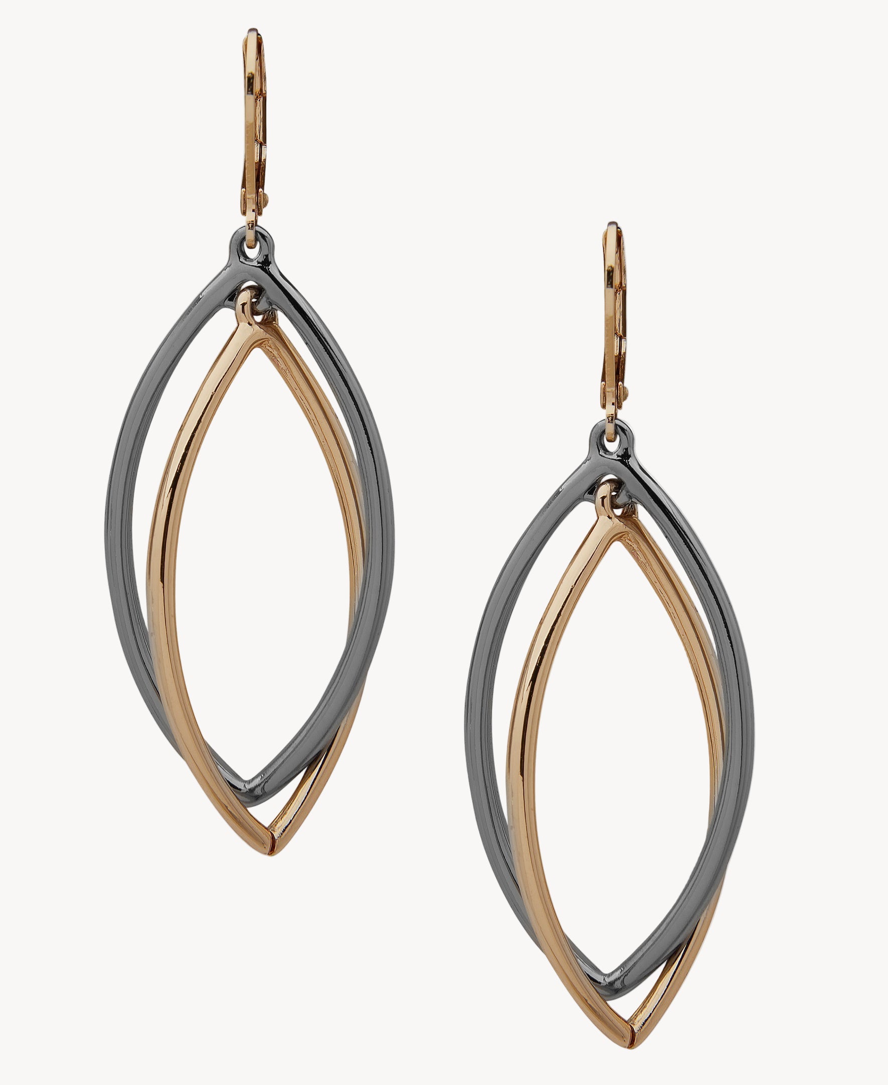 أقراط دائرية مزدوجة من ناين ويست 19G01303 بلونين على شكل ماركيز