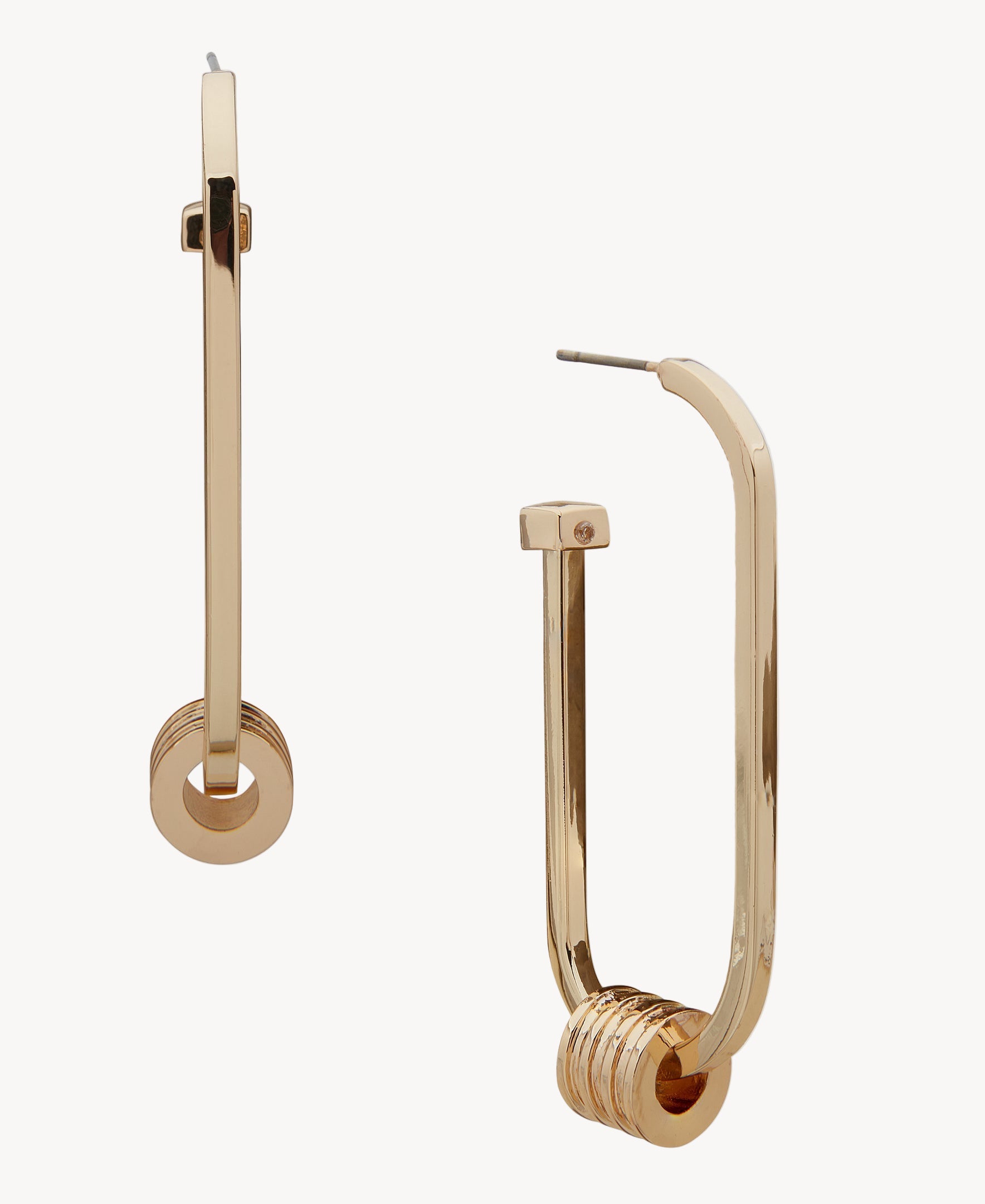 أقراط متدلية ذهبية هندسية من ناين ويست 19G01353 مع حلقات