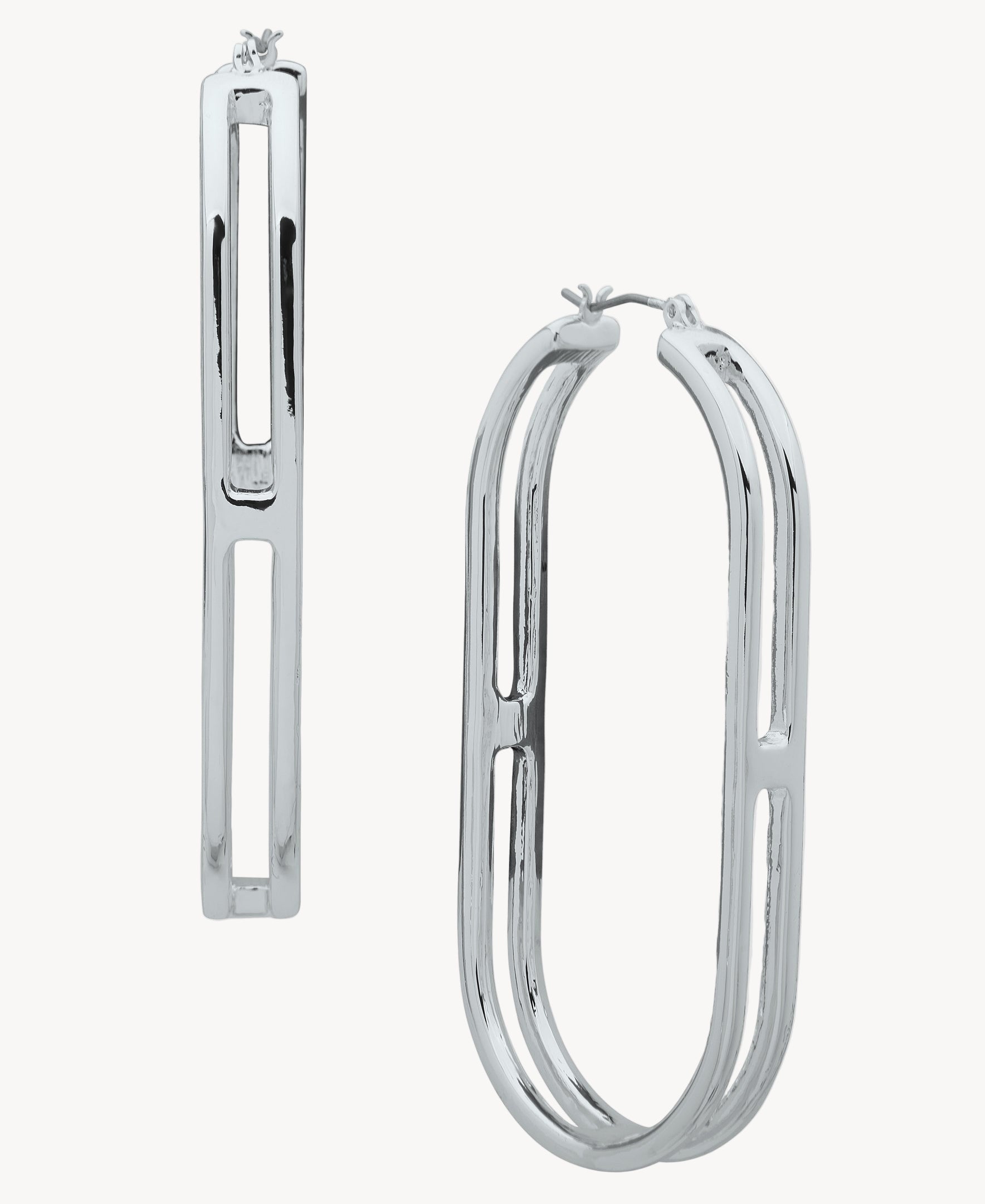 أقراط ناين ويست الفضية الدائرية الطويلة 19G01363