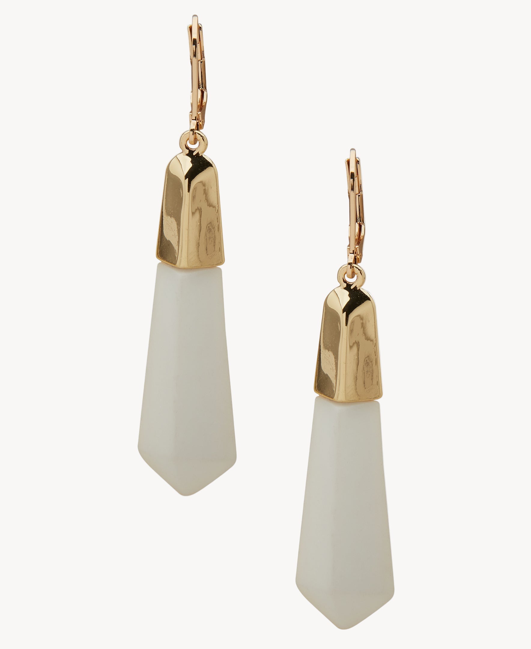 أقراط متدلية هندسية من ناين ويست 19G02315 باللونين الذهبي والأبيض