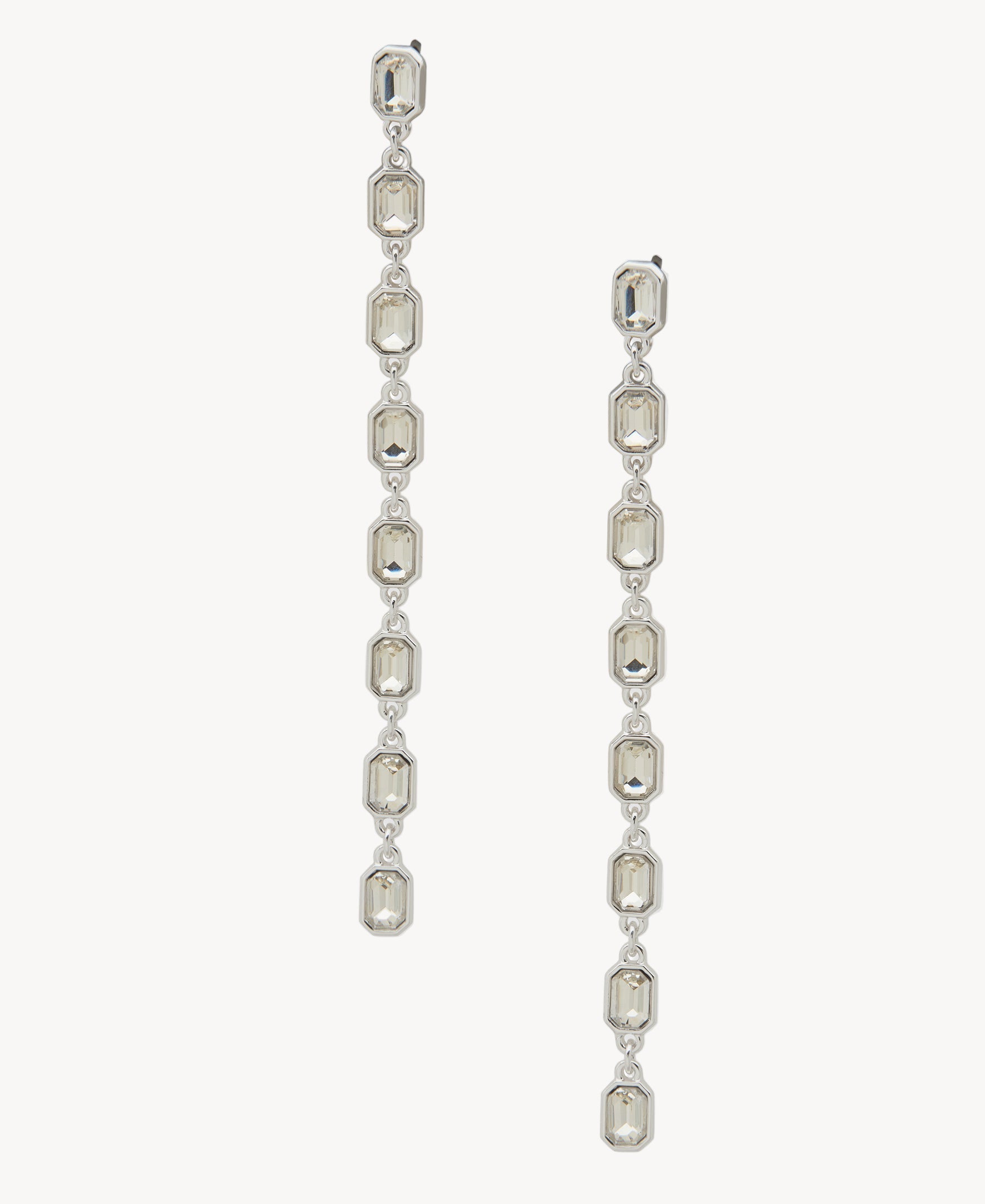 أقراط متدلية طويلة من الفضة والكريستال من ناين ويست 19G02319