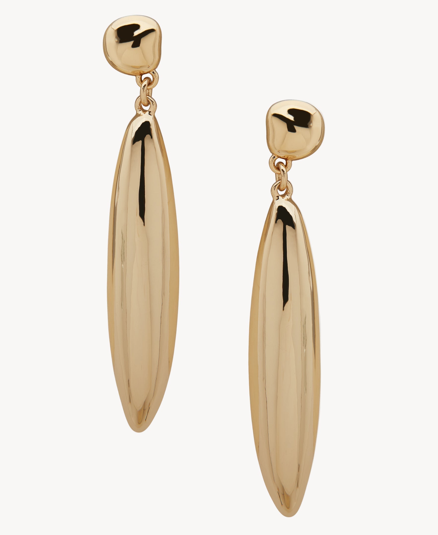 أقراط ناين ويست الذهبية البيضاوية الطويلة المتدلية 19G02400