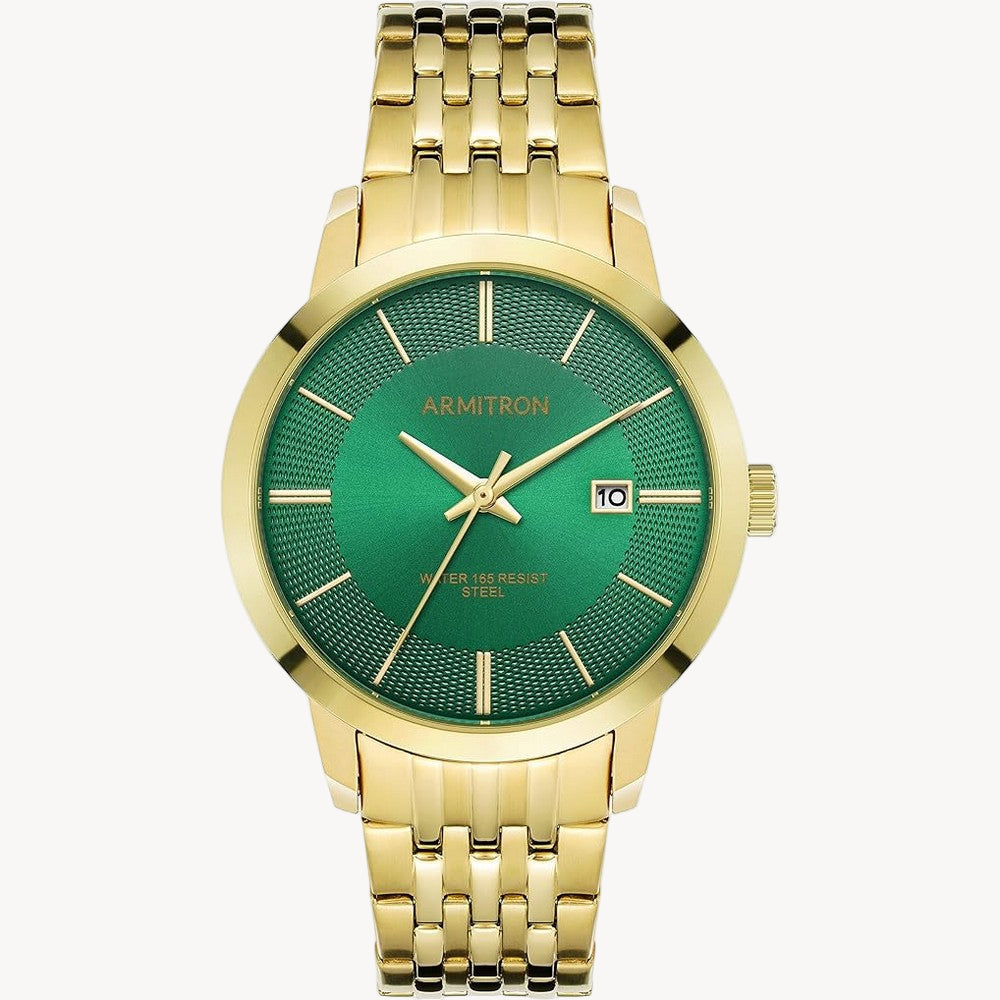Armitron Men's Date Function Bracelet Watch 20/5478GNGP Gold/Green ARMITRON