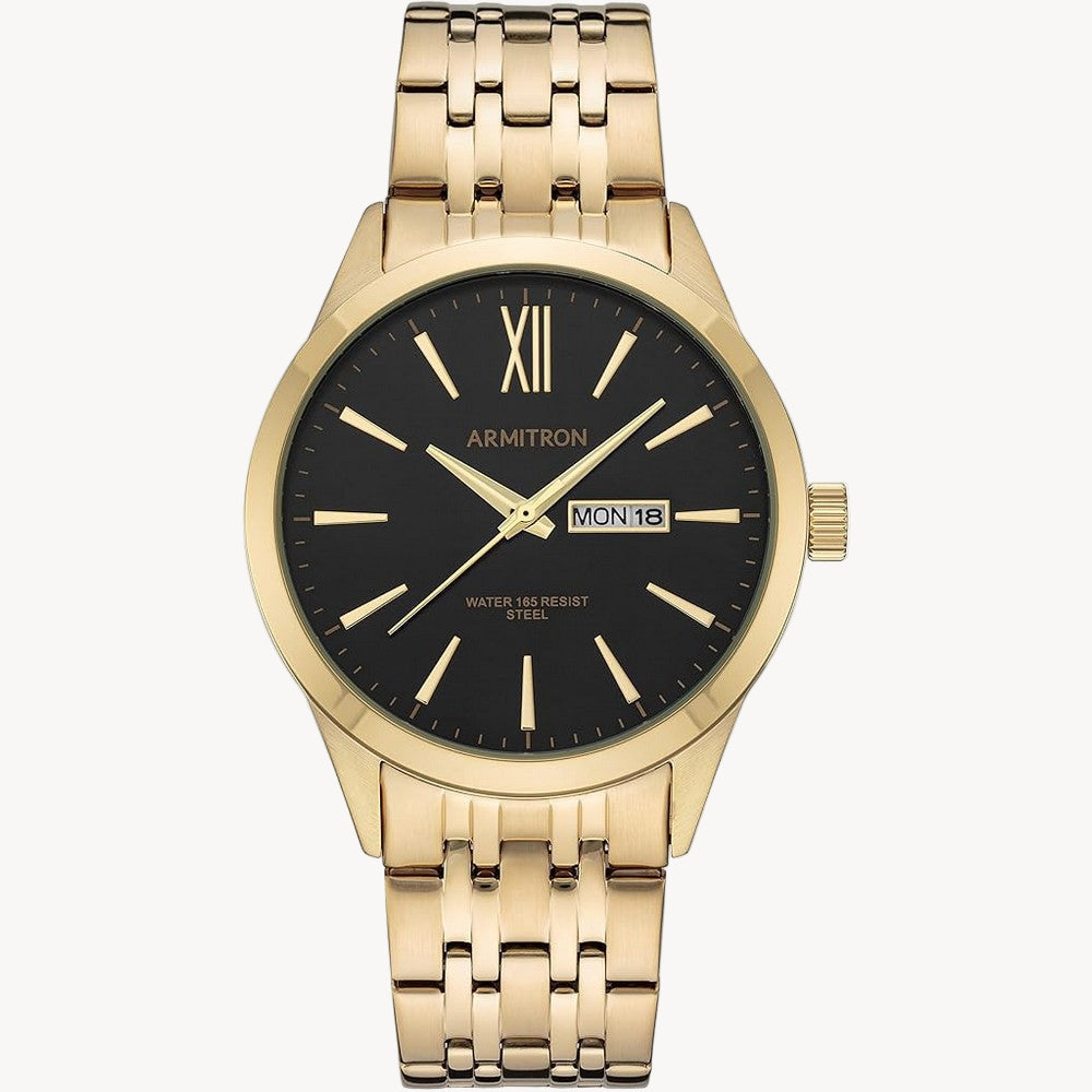 ساعة أرميترون 20/5491BKGP للرجال بمينا أسود/ذهبي، كوارتز