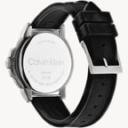 ساعة كالفن كلاين 25200207 كوارتز تناظرية للرجال بسوار من السيليكون الأسود