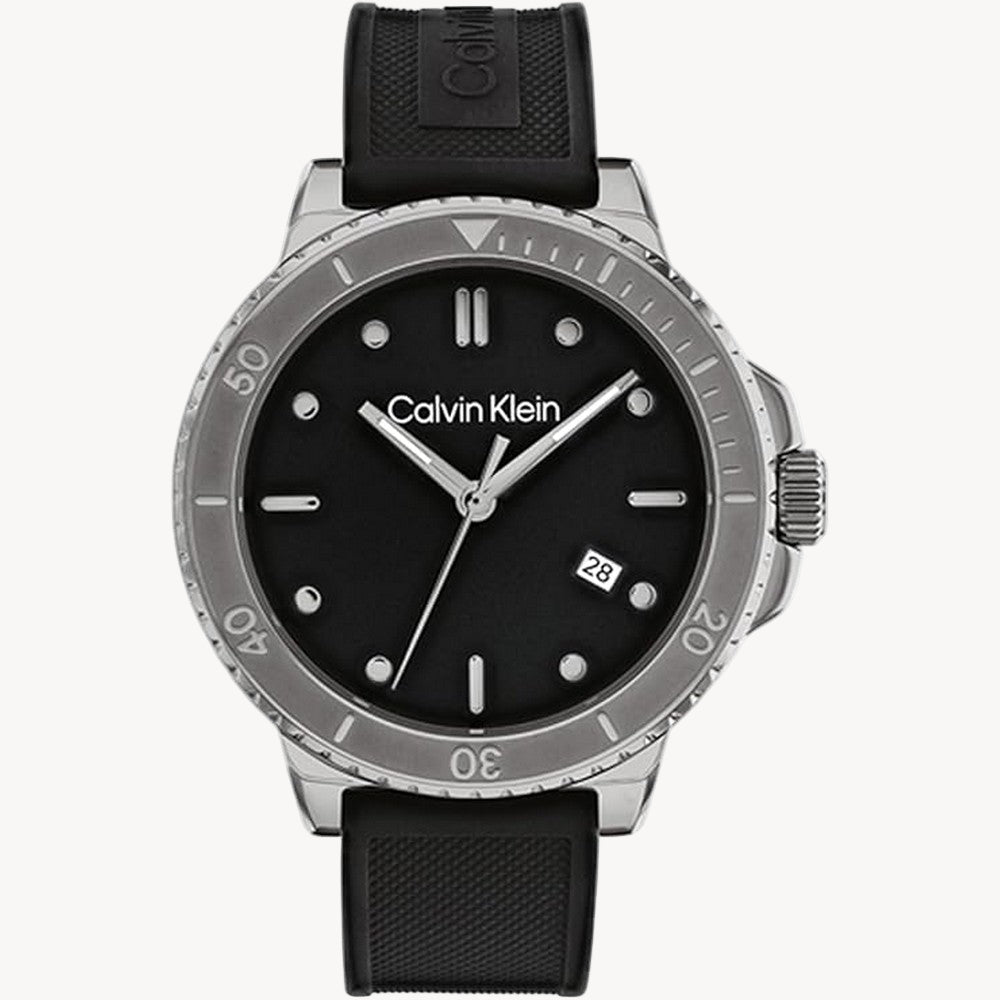 Calvin Klein Analogue Quartz Watch for Men with Black Silicone Bracelet - 25200207