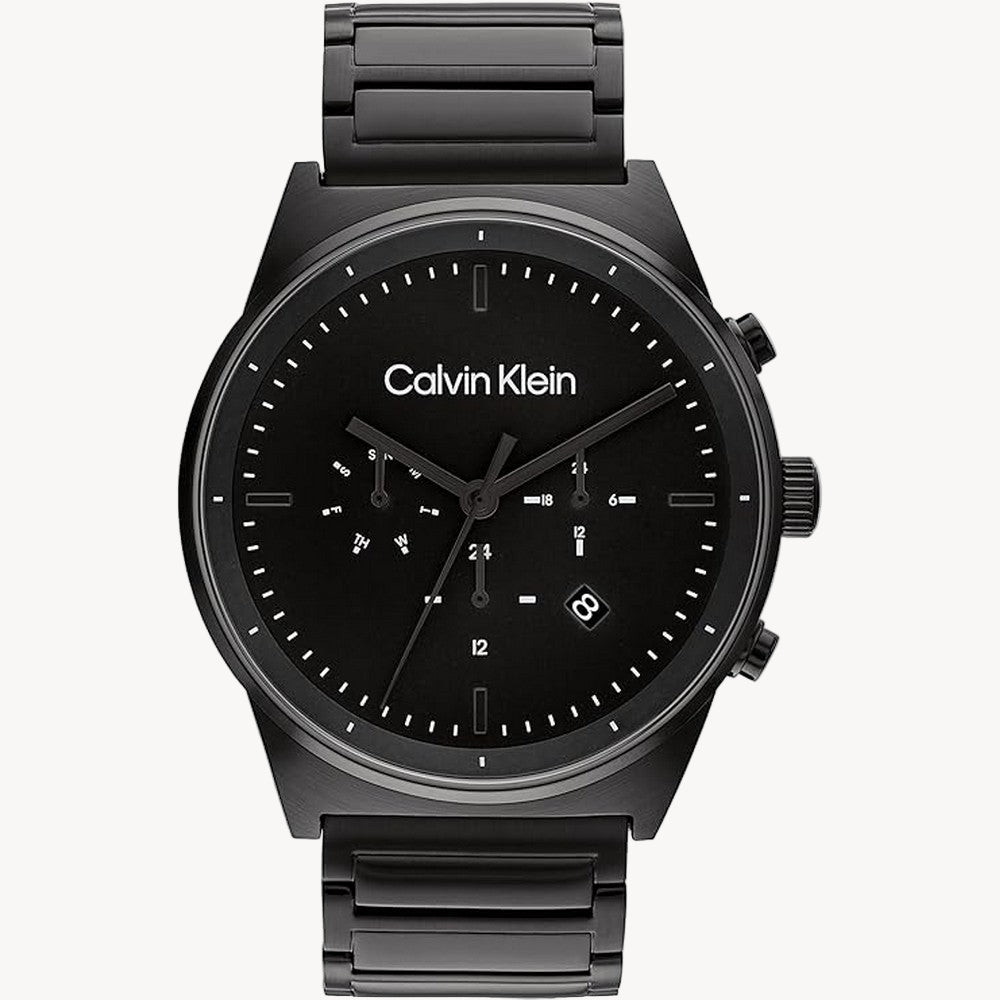 Calvin Klein Men's Quartz 25200295 Ionic Plated Black Steel and Link Bracelet Watch, Color: Black