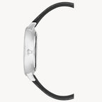 ساعة ناين ويست النسائية الرسمية - هيكل رمادي اللون مقاس 34 مم، وحزام جلدي أسود بنقشة جلد التمساح (NW/2555BKBK)