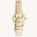 ساعة ناين ويست النسائية الرسمية - هيكل ذهبي اللون مقاس 34 مم، وحزام جلدي بيج (NW/2558CHGD)