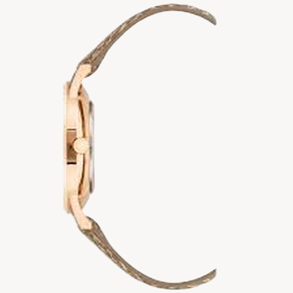 ساعة ناين ويست النسائية الرسمية - هيكل من الذهب الوردي مقاس 34 مم، وحزام جلدي وردي (NW/2558RGBZ)