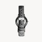 ساعة ناين ويست النسائية الرسمية - هيكل من الفولاذ المقاوم للصدأ الأسود مقاس 34 مم، وحزام جلدي أسود (NW/2559GYGY)