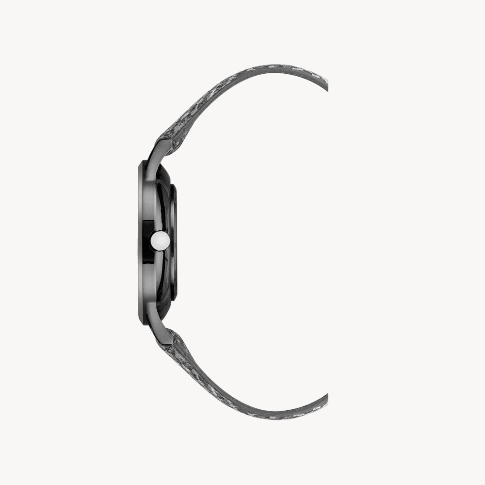 ساعة ناين ويست النسائية الرسمية - هيكل من الفولاذ المقاوم للصدأ الأسود مقاس 34 مم، وحزام جلدي أسود (NW/2559GYGY)