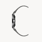 ساعة ناين ويست النسائية الرسمية - هيكل من الفولاذ المقاوم للصدأ الأسود مقاس 34 مم، وحزام جلدي أسود (NW/2559GYGY)