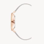 ساعة ناين ويست النسائية الرسمية - هيكل من الذهب الوردي، قطر 38 مم، وحزام جلدي رمادي (NW/2560RGGY)