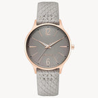 Nine West Women’s Dress Watch – 38?mm Rose?Gold Case, Grey Leather Strap (NW/2560RGGY)