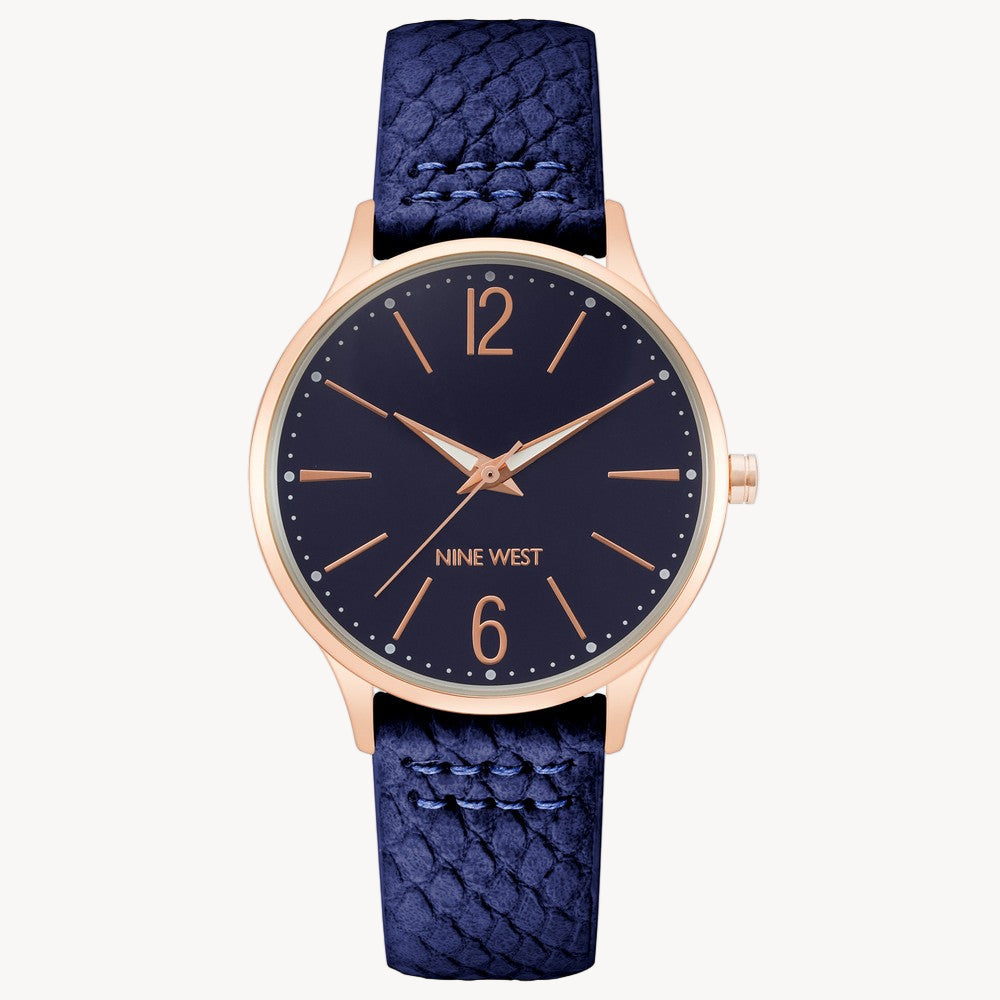 Nine West Women’s Dress Watch – 40?mm Gold-Tone Case, Black Stainless Steel Strap (NW/2560RGNV)