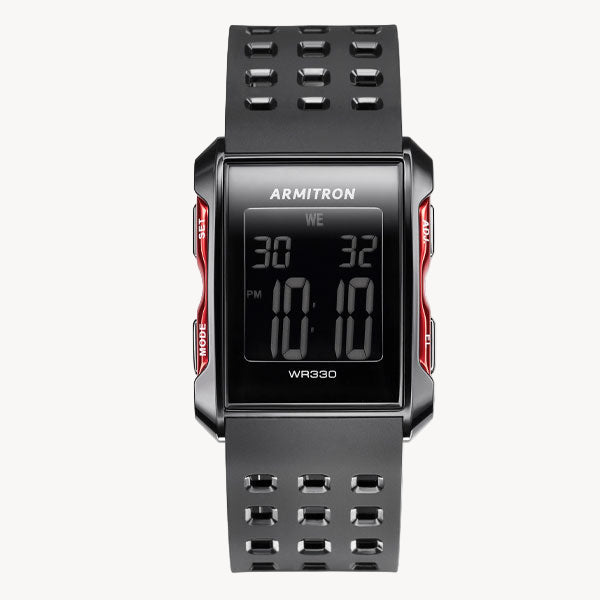 Armitron 40/8177RED Orbit Chrono Sports Chronograph Digital Perforated Resin Strap Men's Watch ARMITRON