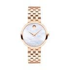 Movado 607825 Ladies White Dial Watch Gold Tone Case Quartz