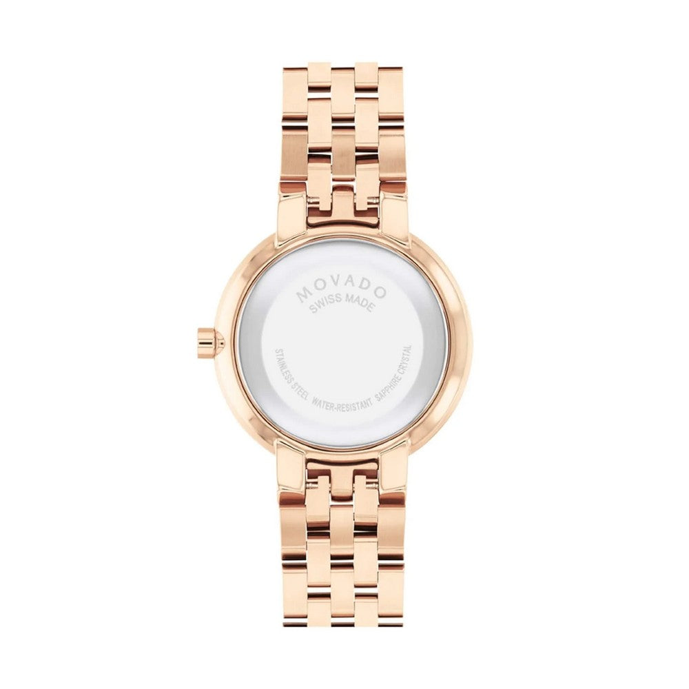 Movado 607825 Ladies White Dial Watch Gold Tone Case Quartz