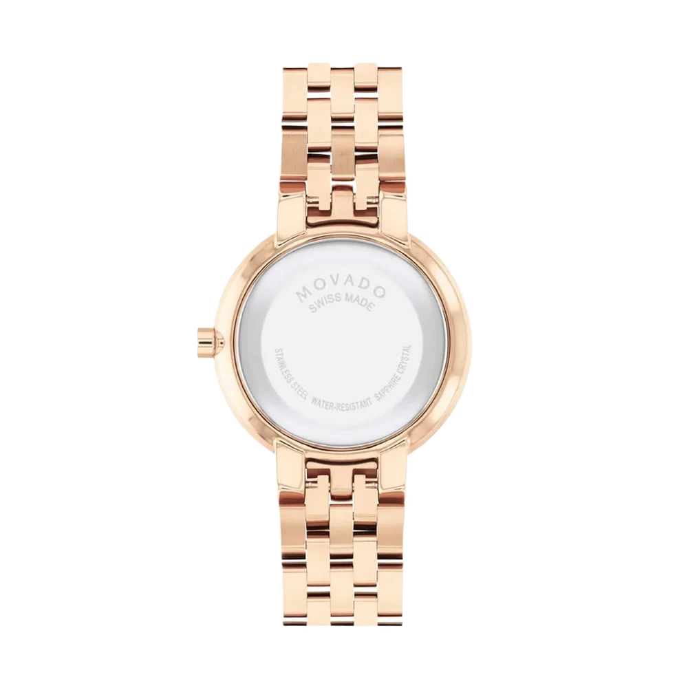 Movado 607825 Ladies White Dial Watch Gold Tone Case Quartz