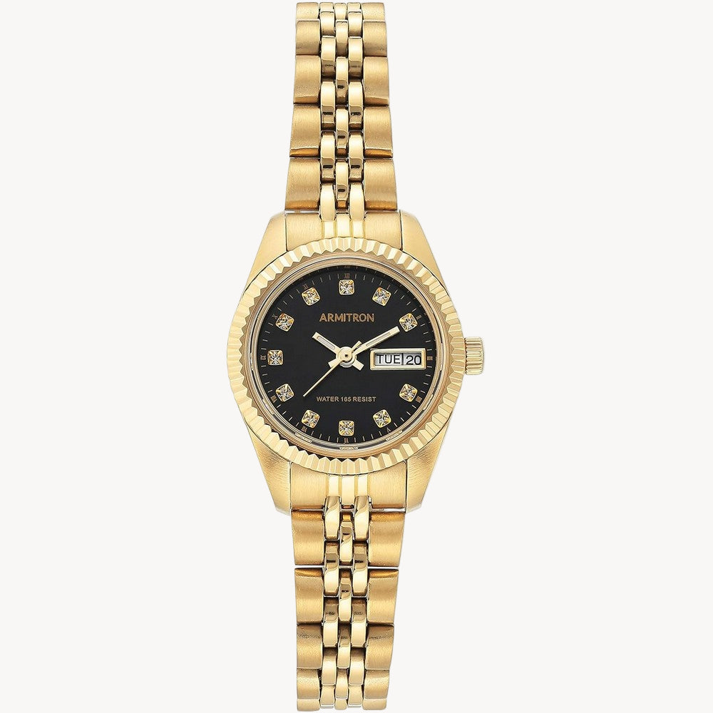 ساعة أرميترون 75/2475BKGP كوارتز بمينا أسود/ذهبي