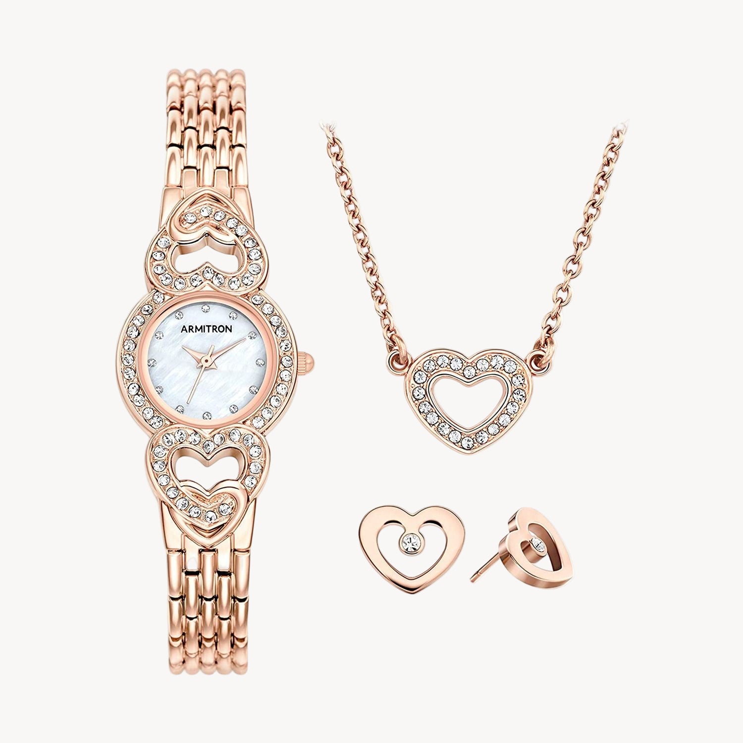 Armitron 75/5650MPRGST Genuine Crystal Accented Women's Bracelet Watch and Jewelry Set ARMITRON