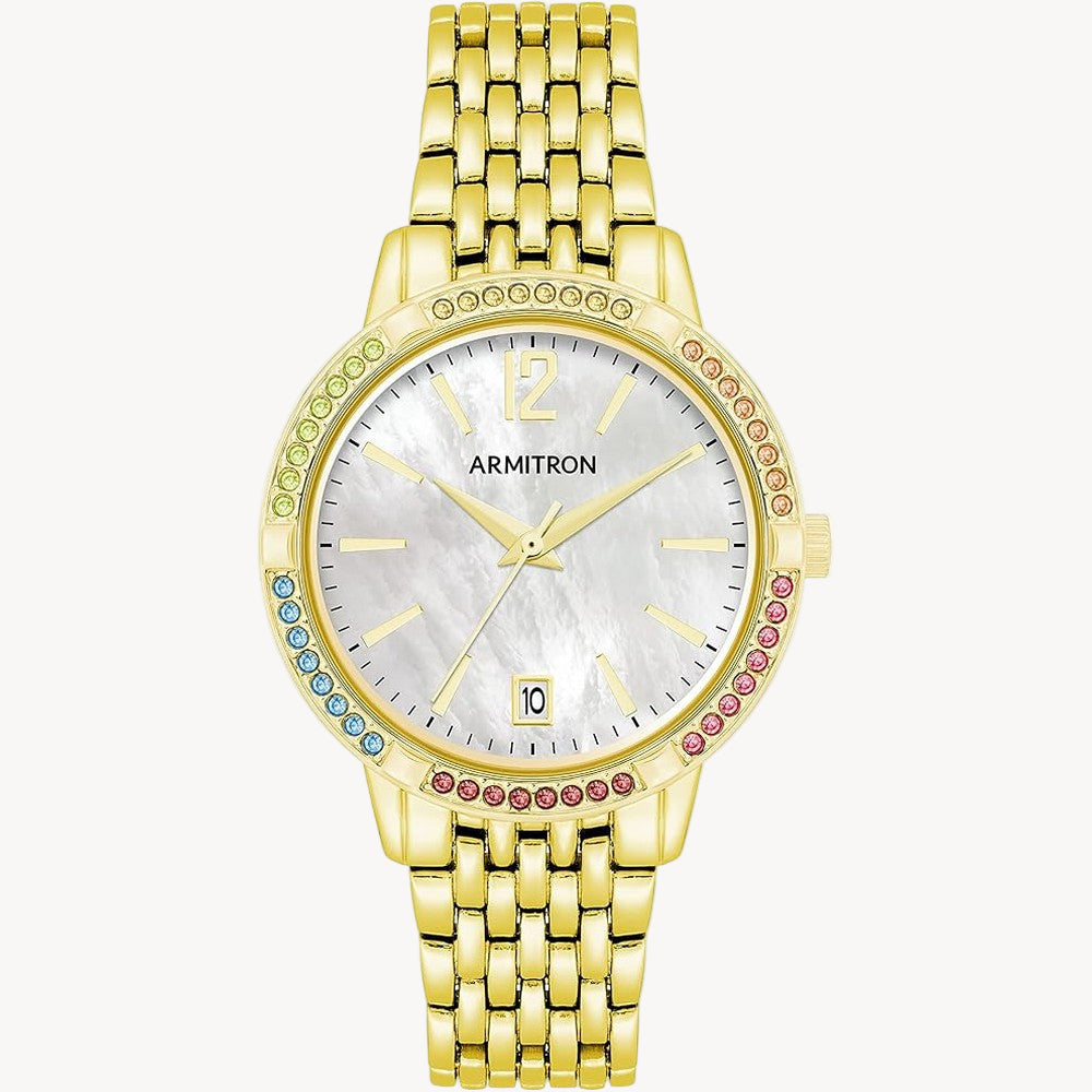 ساعة Armitron 75/5887MPGR كوارتز نسائية بمينا من عرق اللؤلؤ/الأخضر