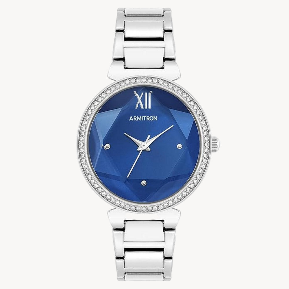 ساعة أرميترون 75/5904BLSV كوارتز نسائية بمينا أزرق/فضي