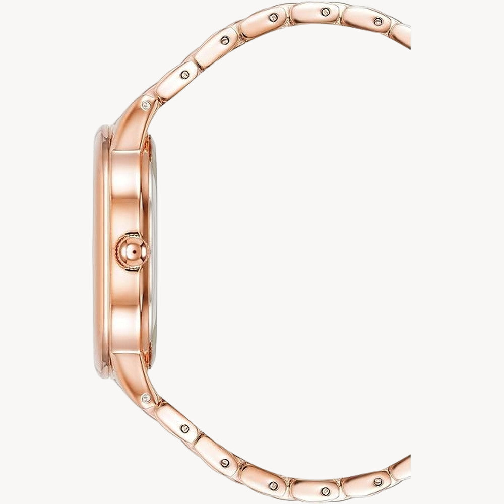 ساعة أرميترون 75/5908WTRG كوارتز بمينا من الذهب الوردي للنساء