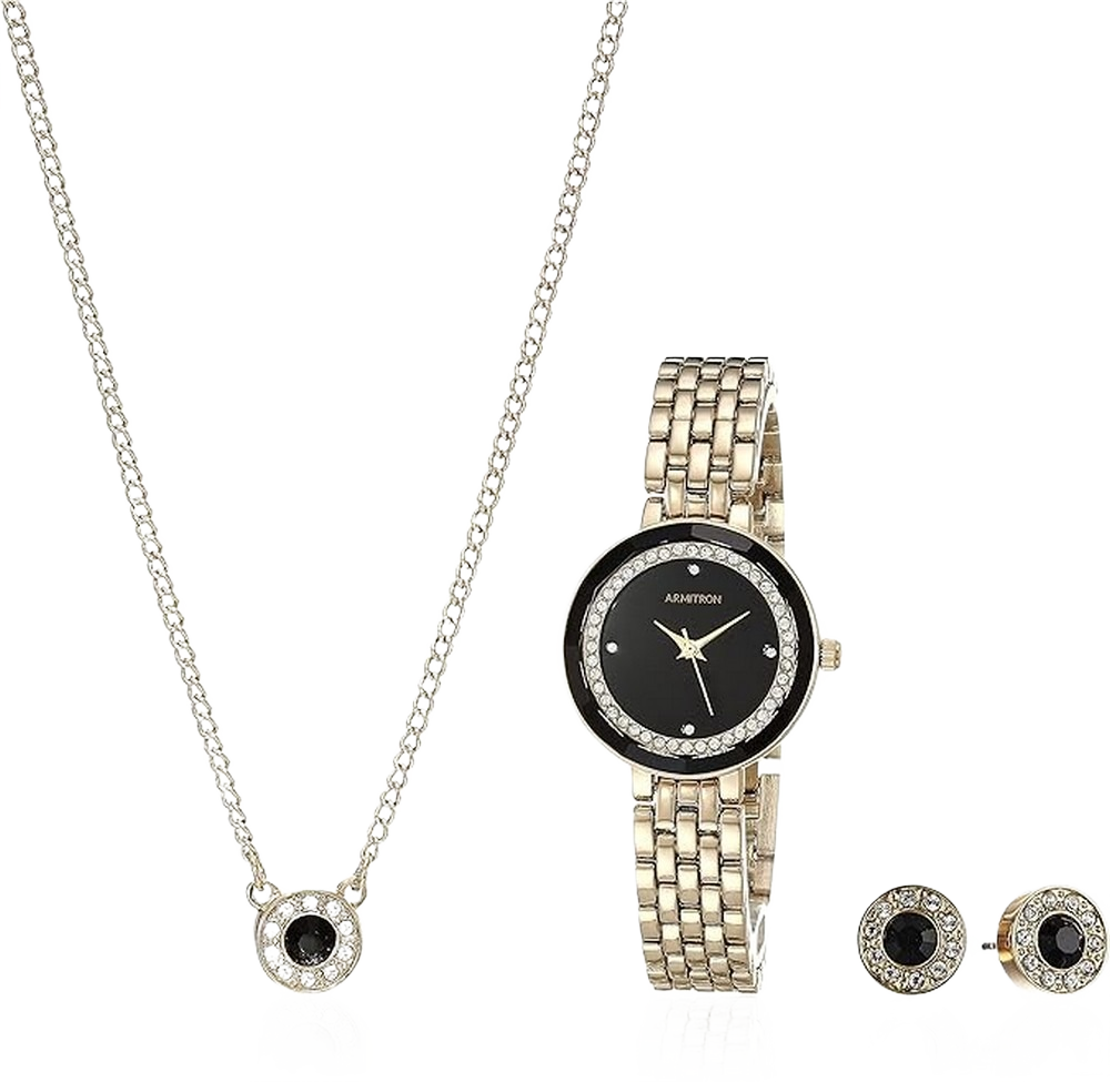 Armitron 75/5796BKGPST Women’s Crystal Accent Bracelet Watch