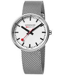 Mondaine Mini Giant A763.30362.16SBM Unisex Swiss Quartz White Dial Silver Mesh Strap Watch