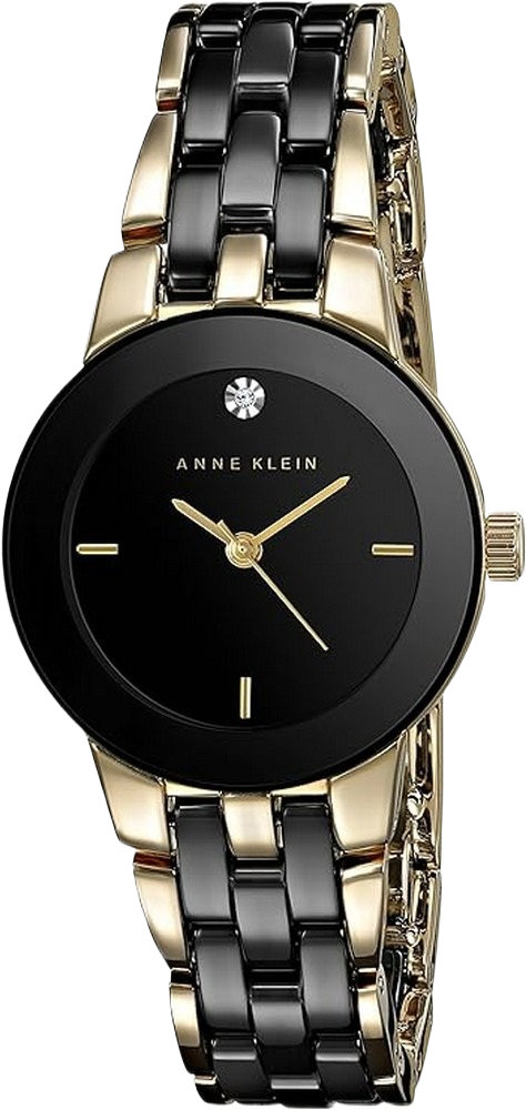 Anne Klein AK/1610BKGB Women's Genuine Diamond Dial Ceramic Bracelet Watch