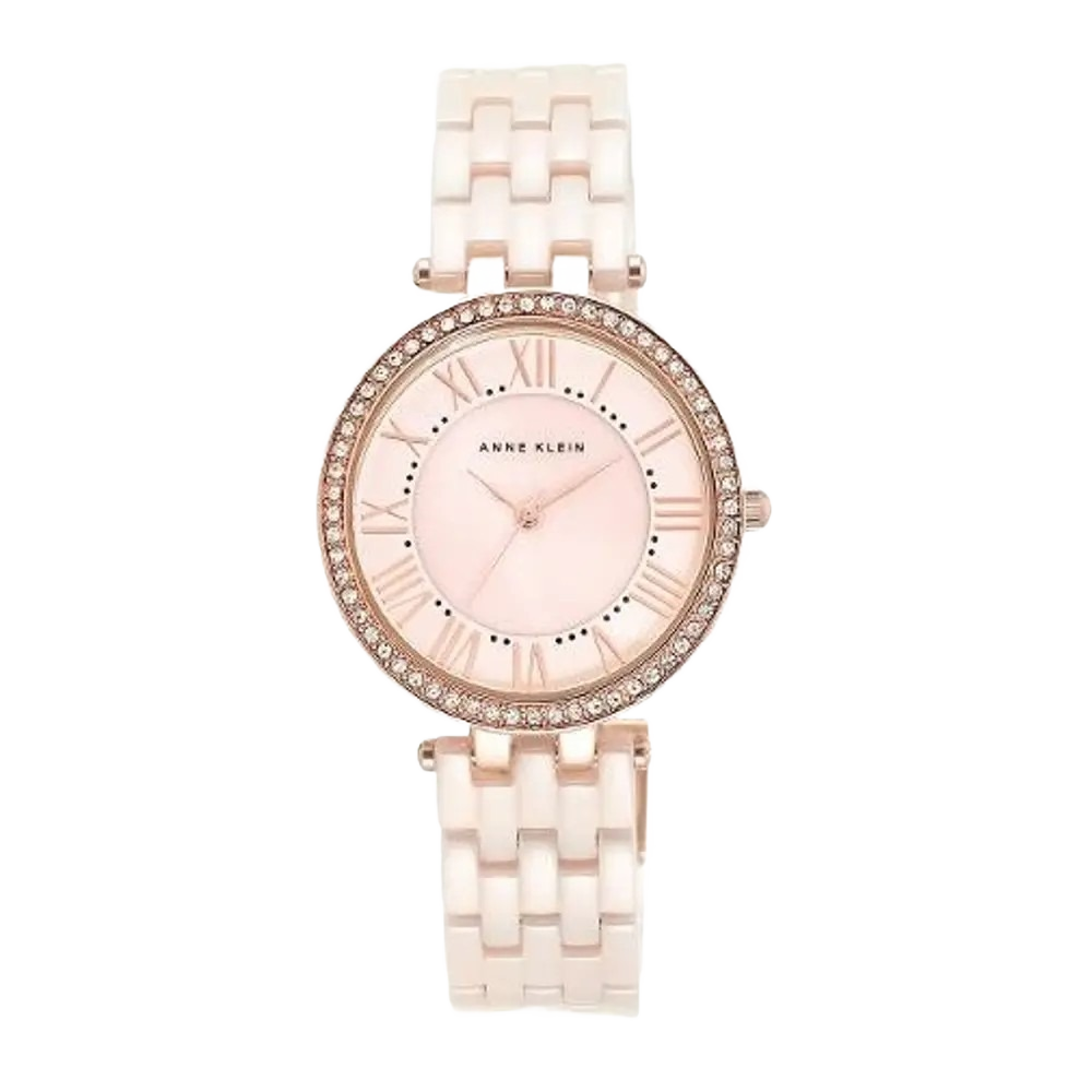 Anne Klein AK/2130RGLP Women's Premium Crystal, Ceramic Bracelet Watch