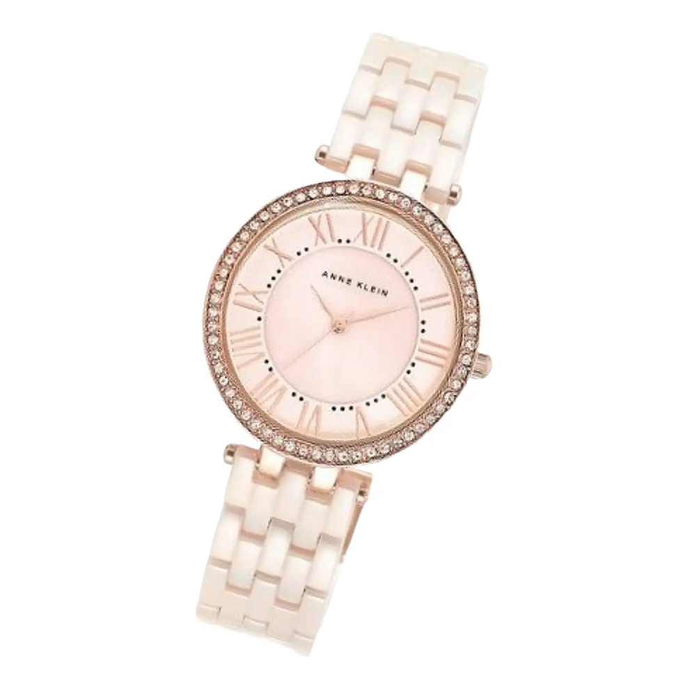 Anne Klein AK/2130RGLP Women's Premium Crystal, Ceramic Bracelet Watch