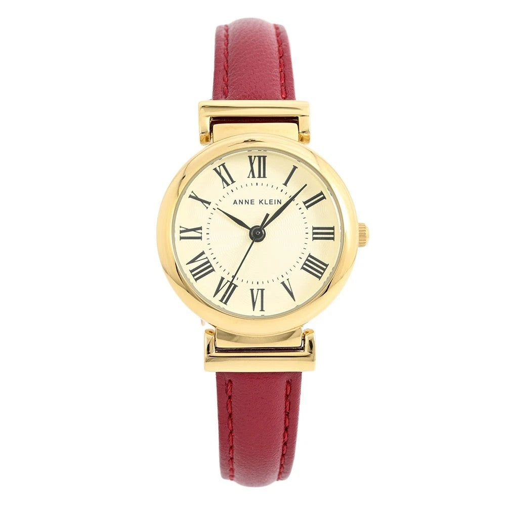 Anne Klein AK-2246CRRD Women's Gold Leather Analog Quartz Fashion Watch