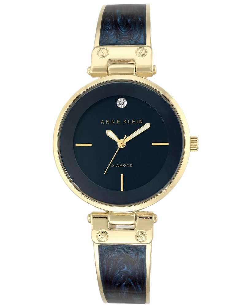 Anne Klein AK/2512NVGB Women's Diamond Accent Gold-Tone and Navy Bracelet Watch