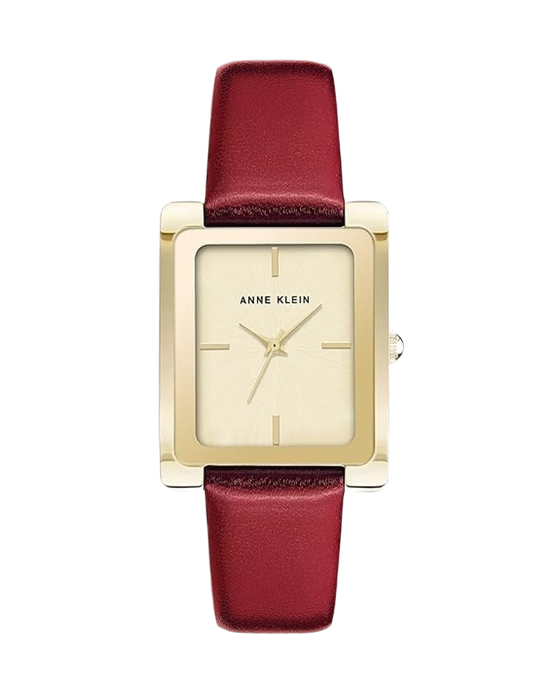 Anne Klein AK/2706CHRD Women's Red Genuine Leather Strap Watch